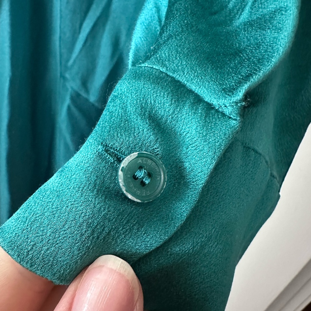 Alberta Ferretti Teal Long Sleeve Silk Dress - Picture 8 of 16